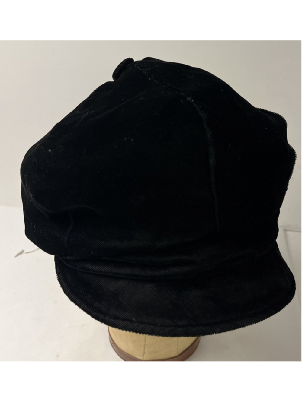 Vintage Black Velvet Equestrian Riding Cap Hat Visor Newsboy 1950s 1960s